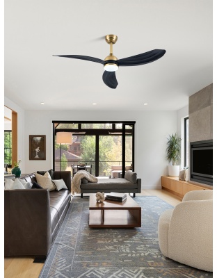 52 Inch Modern Smart Propeller Ceiling Fan with Dimmable LED Light and Remote &amp; APP Control, 6-Speed Reversible Ceiling Fan