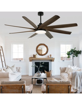 72 Inch Modern Ceiling Fan with LED Light and Remote Control, 6 Speed Reversible DC Motor Large Room Ceiling Fan for Living Room