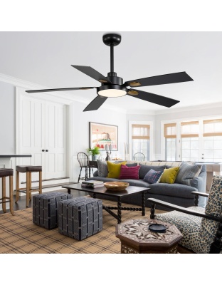 52 Inch Modern LED Ceiling Fan with Light and Remote,6 Speeds DC Motor Reversible Ceiling Fan for Living Room