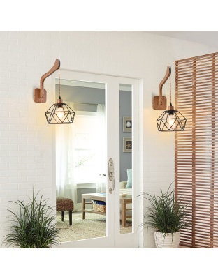1 - Light Farmhouse Industrial Swing Arm Sconce, Adjustable Arm Wall Sconce Wall Light