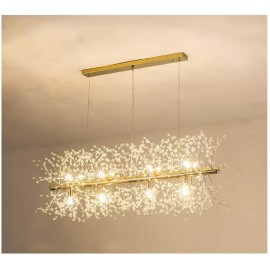 Modern 12-Light Crystal Stainless Steel Dandelion LED Ceiling Light