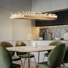 Modern Rectangle Crystal Chandelier Lighting Rectangle Luxury Kitchen Island L40"